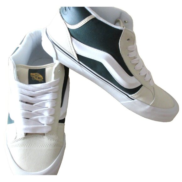 Vans Men's Knu Skool Mid Varsity Turtledove Beige Dark Green Shoes sizes NIB - Picture 4 of 7